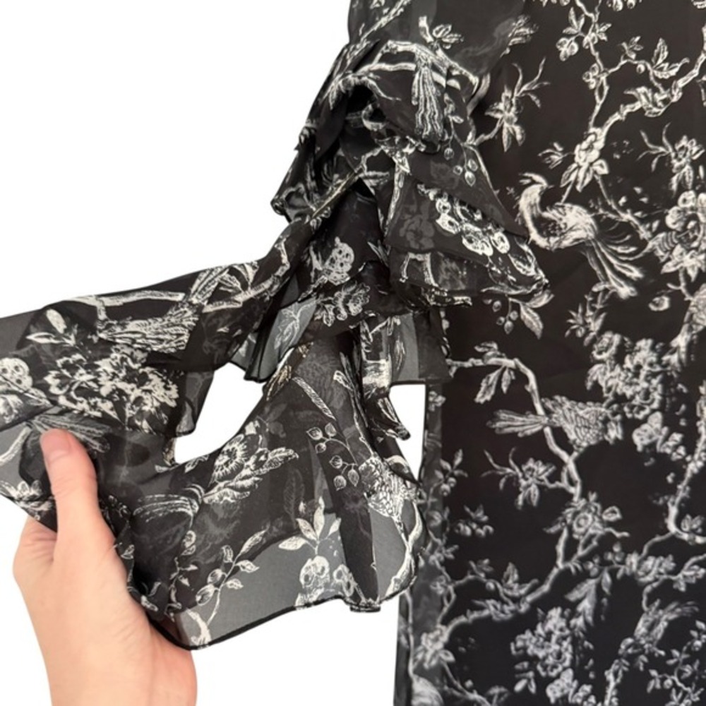 NWT Sachin & Babi Maggie Dress Jet (Black/White Print) Silk Floral Size 6 - Picture 7 of 11